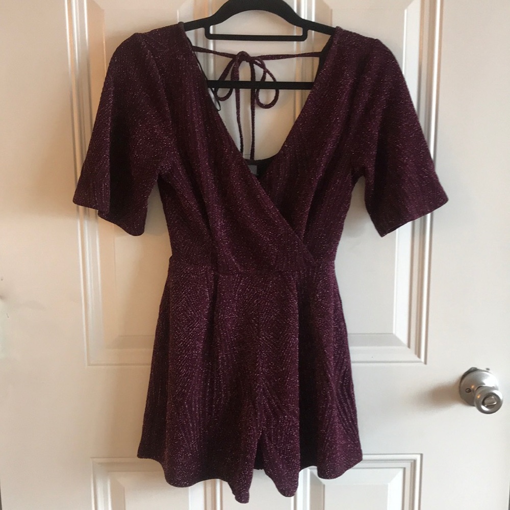 Sparkly maroon romper